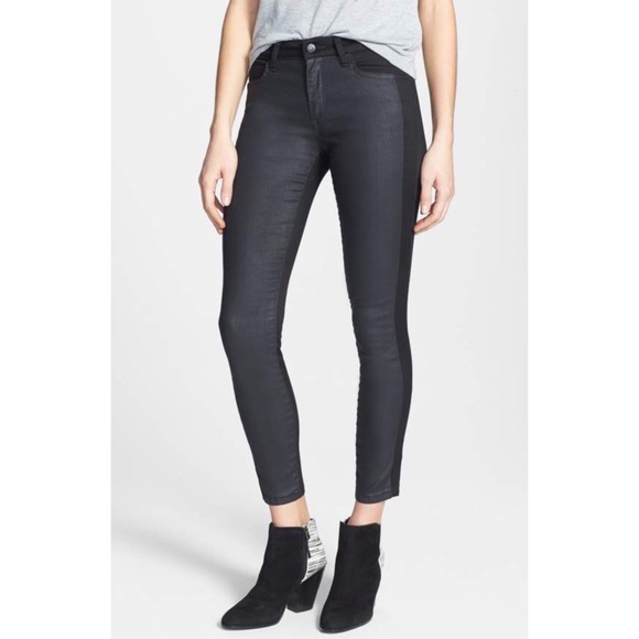 Joe's Jeans Denim - Joes Black oblique Coated Skinny Ankle Jeans 24
